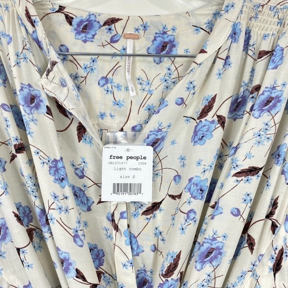 CYBER SALE🕊️Free People Flower Fields Button Down Long Sleeve Babydoll Dress - Picture 3 of 4